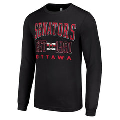 NHL Black Ottawa Senators Starter Retro Graphic Long Sleeve Crew T-Shirt