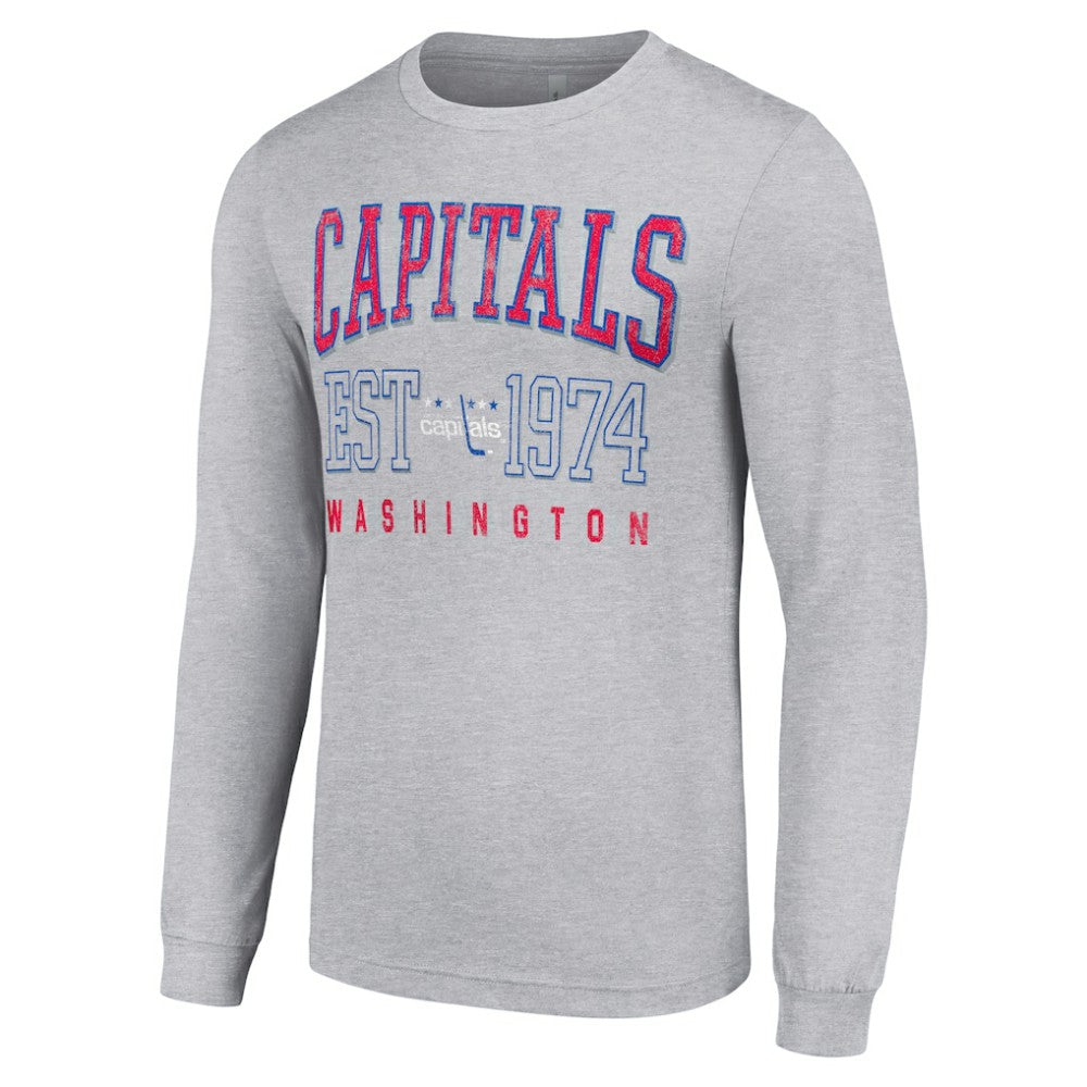 NHL Heather Gray Washington Capitals Starter Retro Graphic Long Sleeve Crew T-Shirt