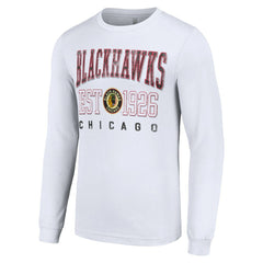 NHL White Chicago Blackhawks Starter Retro Graphic Long Sleeve Crew T-Shirt