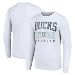NHL White Anaheim Ducks Starter Retro Graphic Long Sleeve Crew T-Shirt