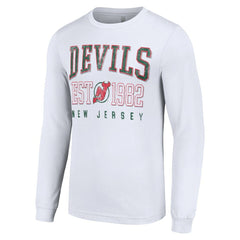 NHL White New Jersey Devils Starter Retro Graphic Long Sleeve Crew T-Shirt