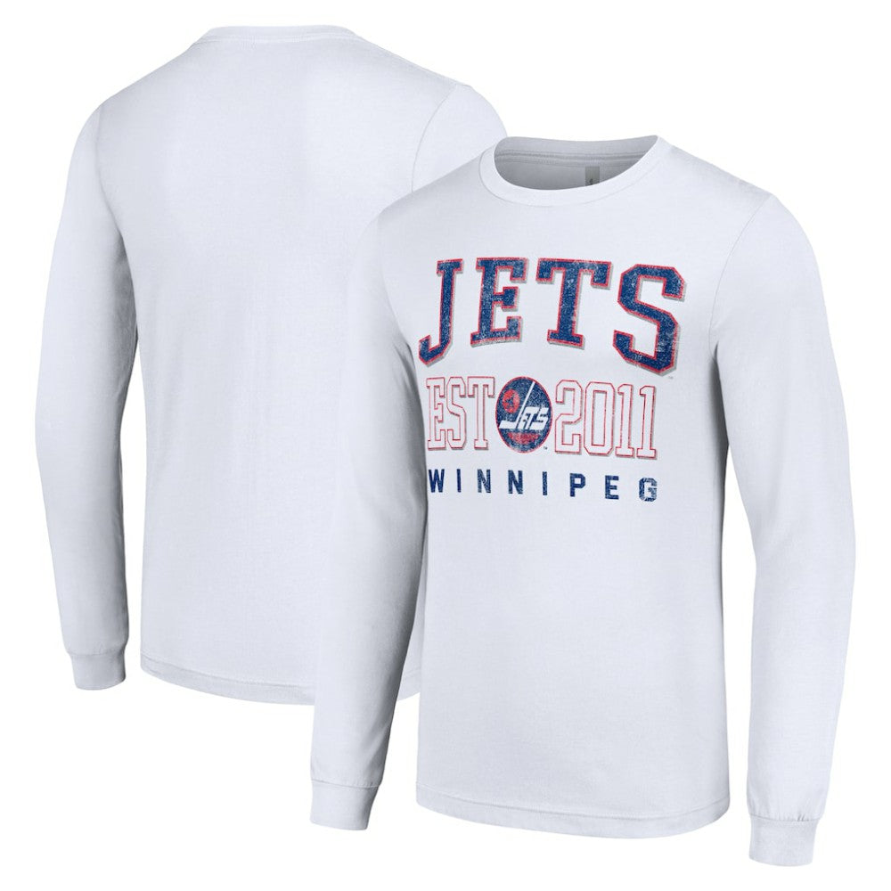 NHL White Winnipeg Jets Starter Retro Graphic Long Sleeve Crew T-Shirt
