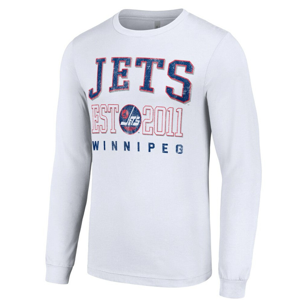 NHL White Winnipeg Jets Starter Retro Graphic Long Sleeve Crew T-Shirt