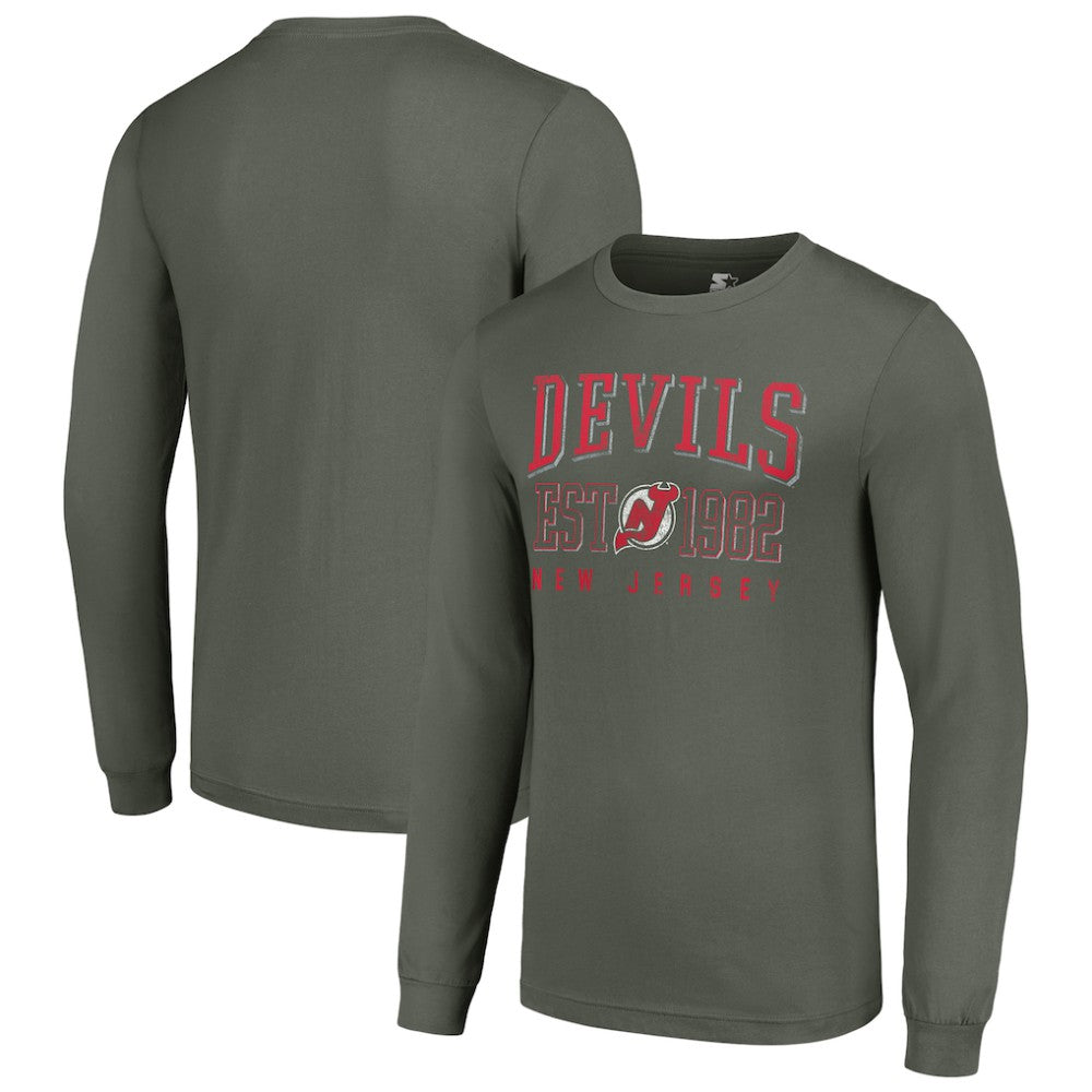 NHL Green New Jersey Devils Starter Retro Graphic Long Sleeve Crew T-Shirt