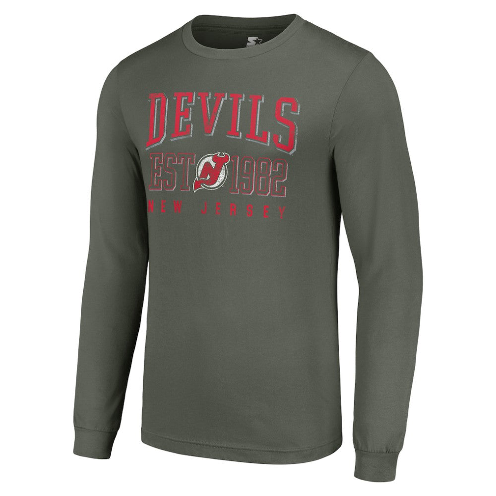 NHL Green New Jersey Devils Starter Retro Graphic Long Sleeve Crew T-Shirt