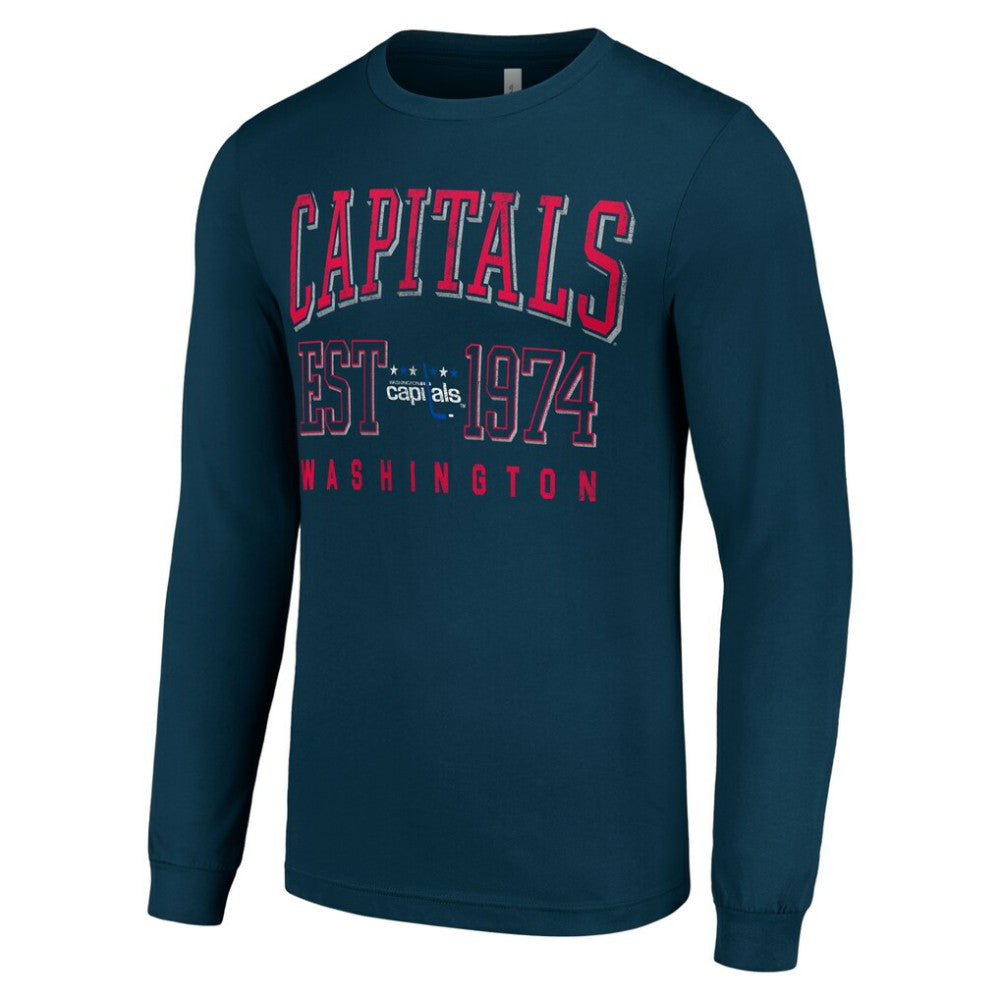 NHL Navy Washington Capitals Starter Retro Graphic Long Sleeve Crew T-Shirt