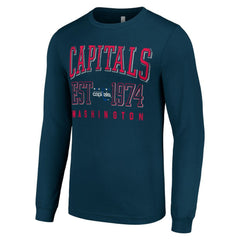 NHL Navy Washington Capitals Starter Retro Graphic Long Sleeve Crew T-Shirt
