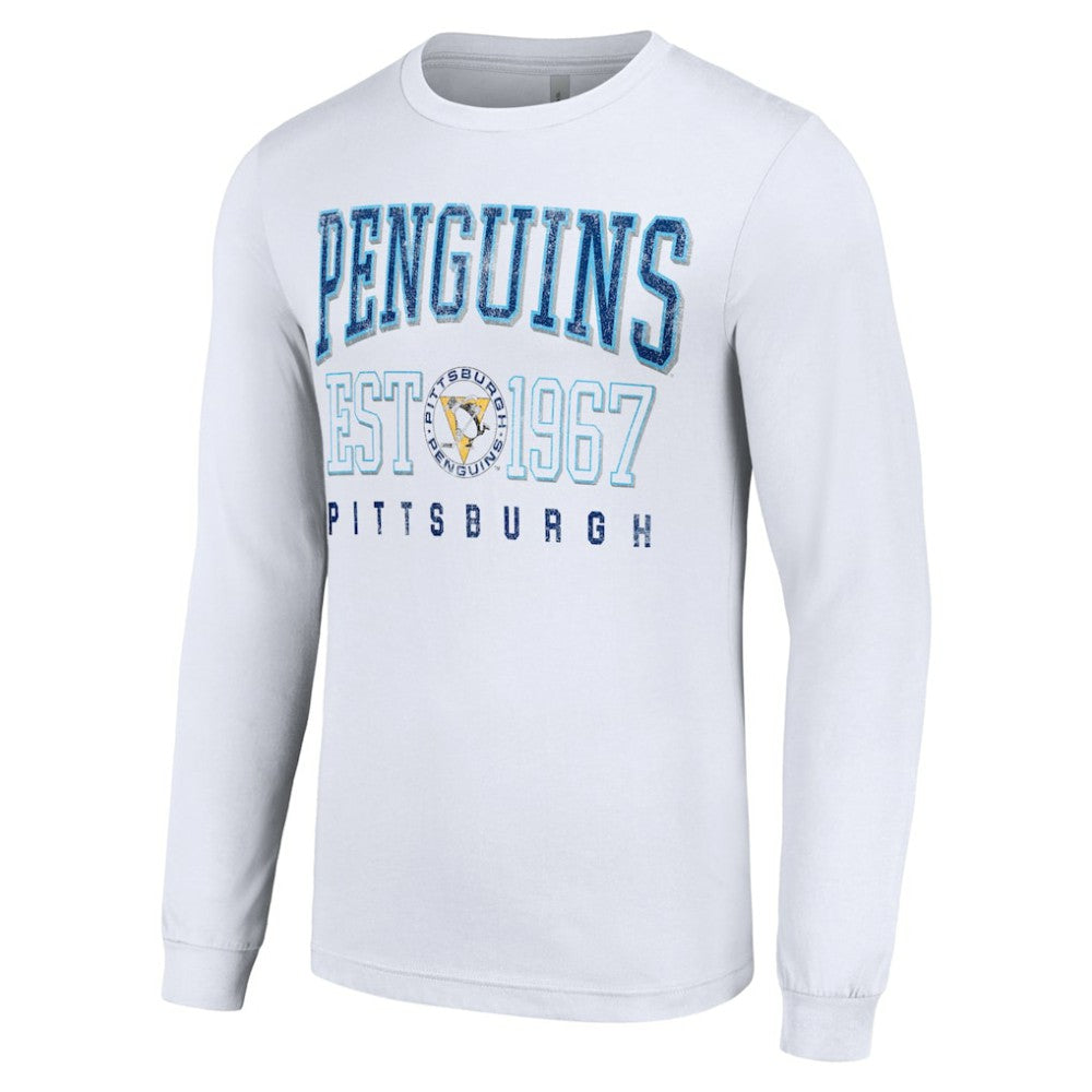 NHL White Pittsburgh Penguins Starter Retro Graphic Long Sleeve Crew T-Shirt