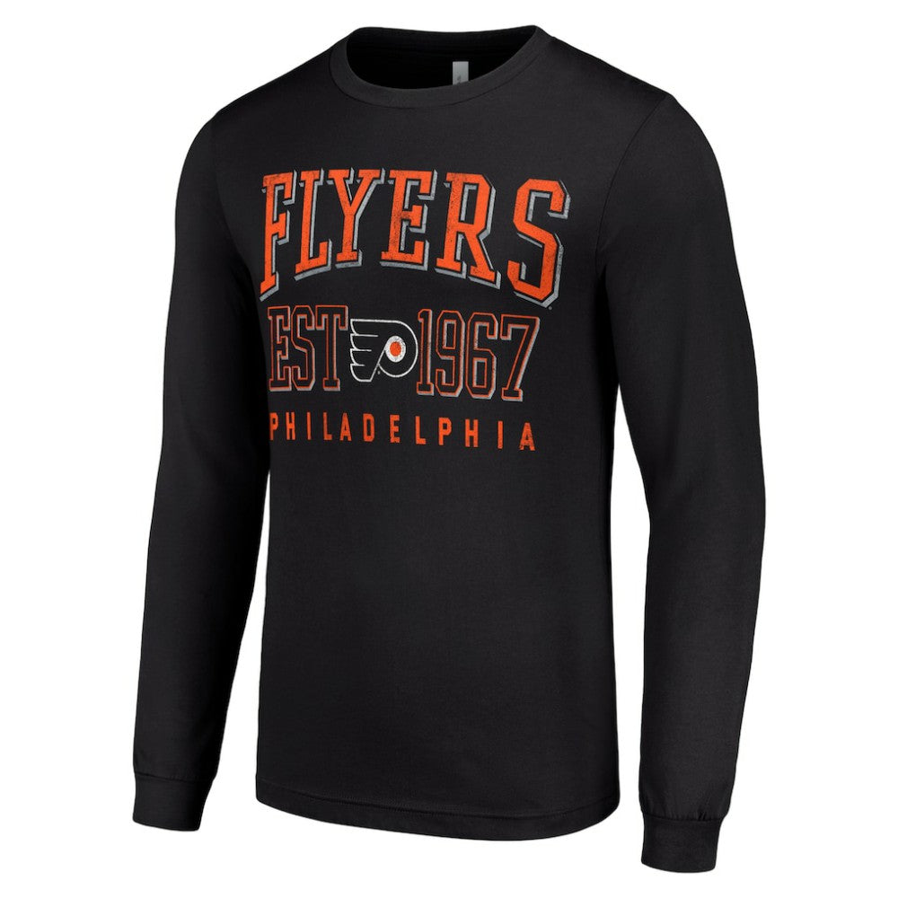 NHL Black Philadelphia Flyers Starter Retro Graphic Long Sleeve Crew T-Shirt