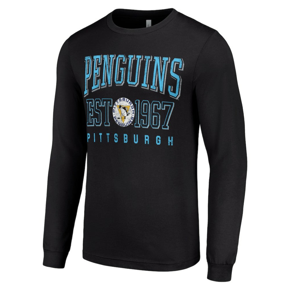 NHL Black Pittsburgh Penguins Starter Retro Graphic Long Sleeve Crew T-Shirt