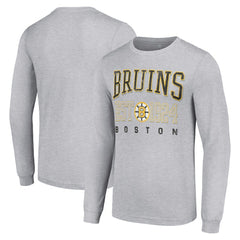 NHL Heather Gray Boston Bruins Starter Retro Graphic Long Sleeve Crew T-Shirt