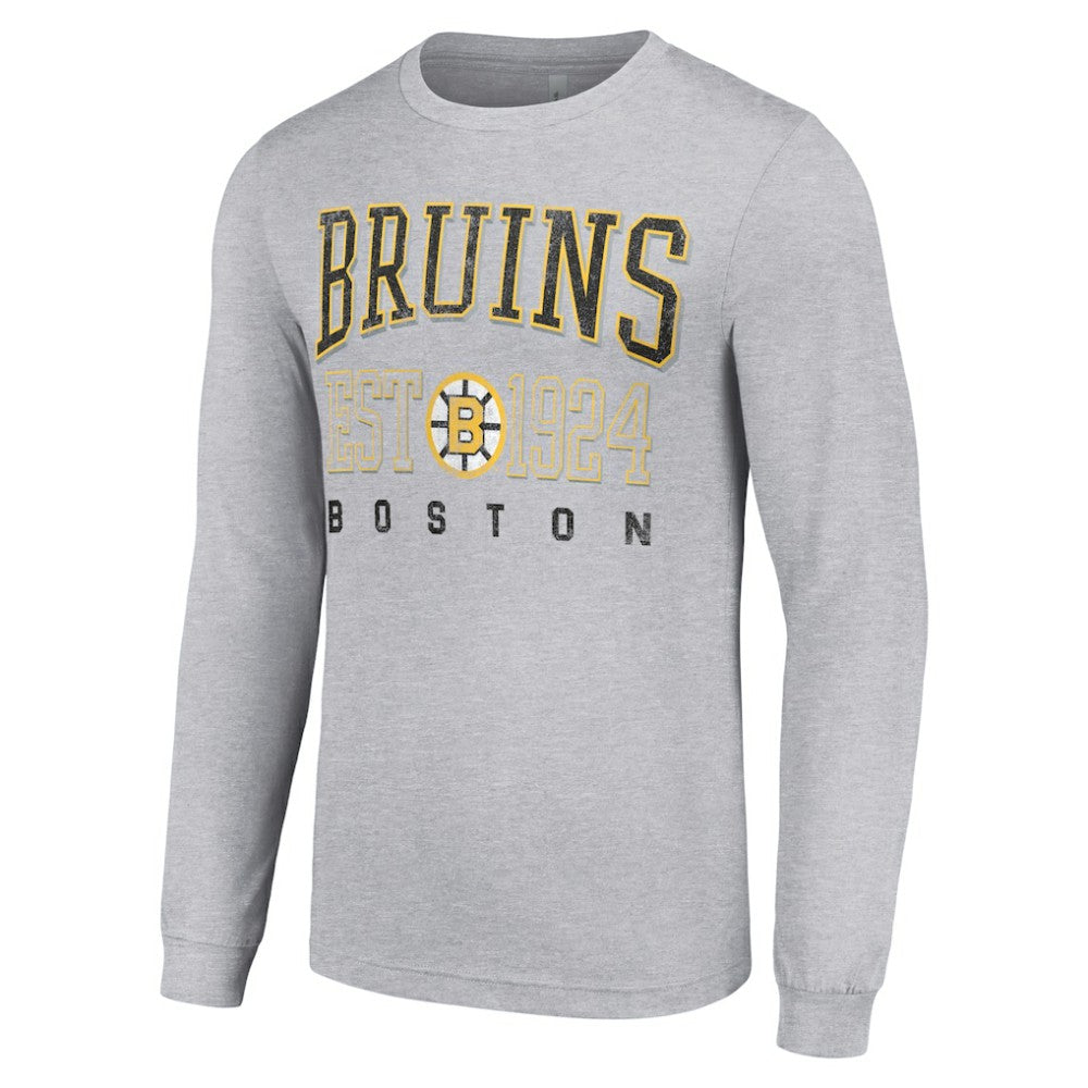 NHL Heather Gray Boston Bruins Starter Retro Graphic Long Sleeve Crew T-Shirt