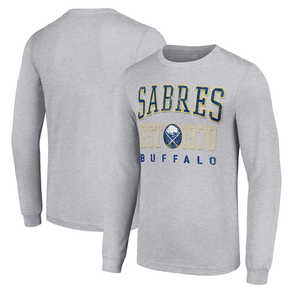 NHL Heather Gray Buffalo Sabres Starter Retro Graphic Long Sleeve Crew T-Shirt
