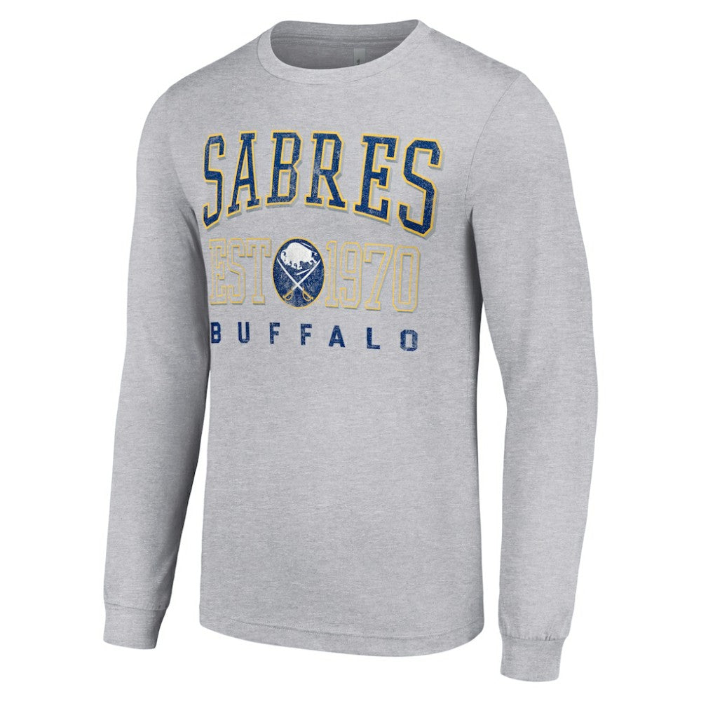 NHL Heather Gray Buffalo Sabres Starter Retro Graphic Long Sleeve Crew T-Shirt