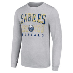 NHL Heather Gray Buffalo Sabres Starter Retro Graphic Long Sleeve Crew T-Shirt