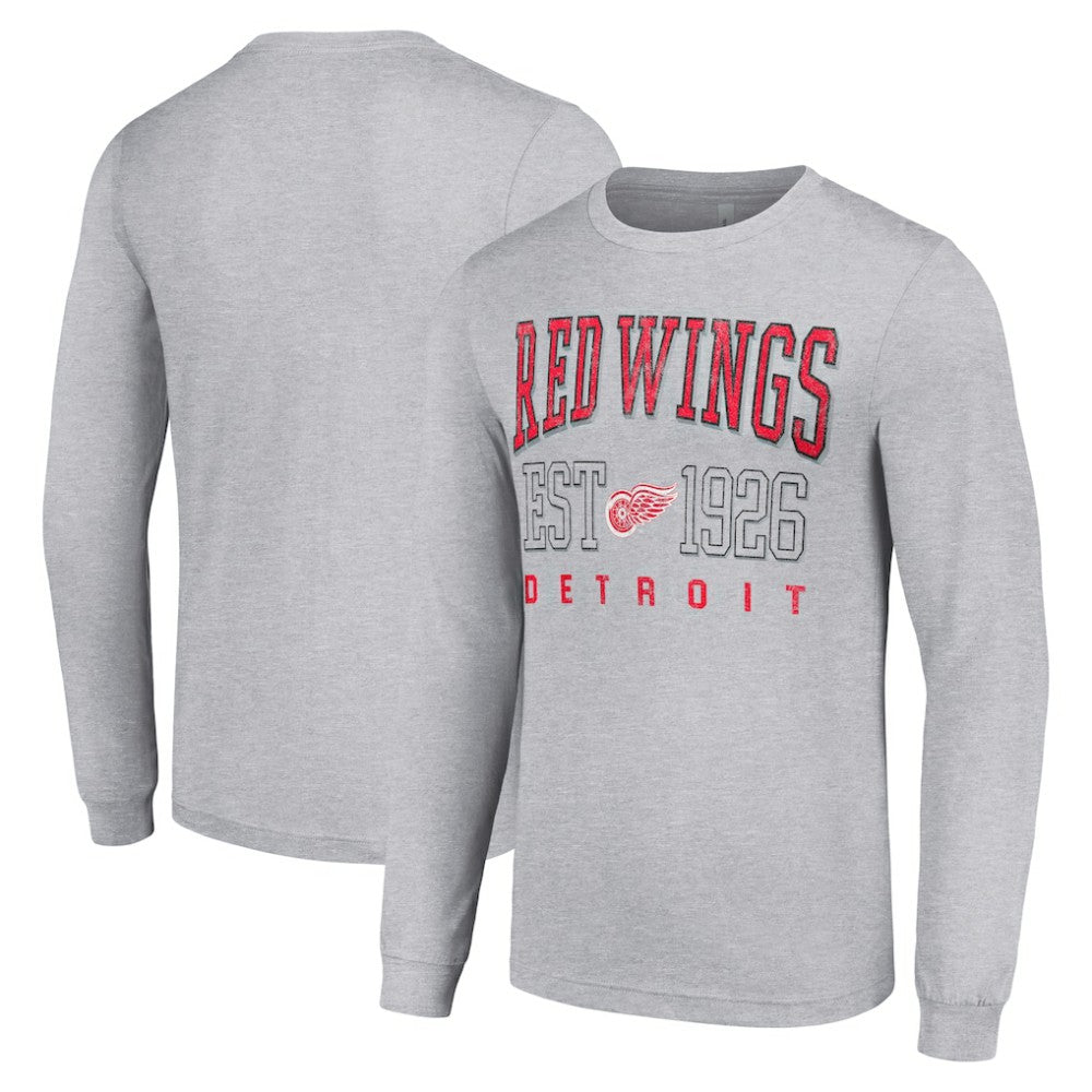 NHL Heather Gray Detroit Red Wings Starter Retro Graphic Long Sleeve Crew T-Shirt