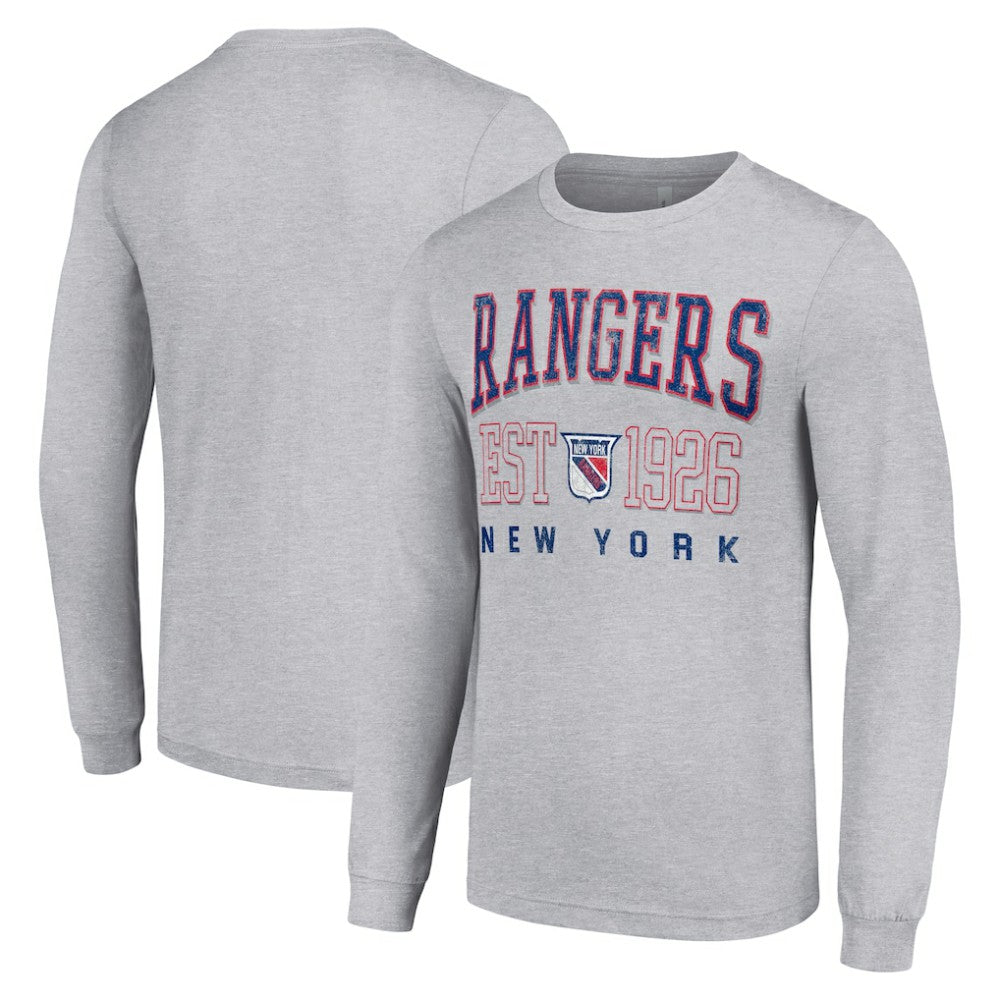 NHL Heather Gray New York Rangers Starter Retro Graphic Long Sleeve Crew T-Shirt