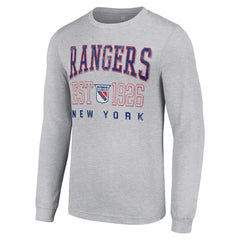 NHL Heather Gray New York Rangers Starter Retro Graphic Long Sleeve Crew T-Shirt