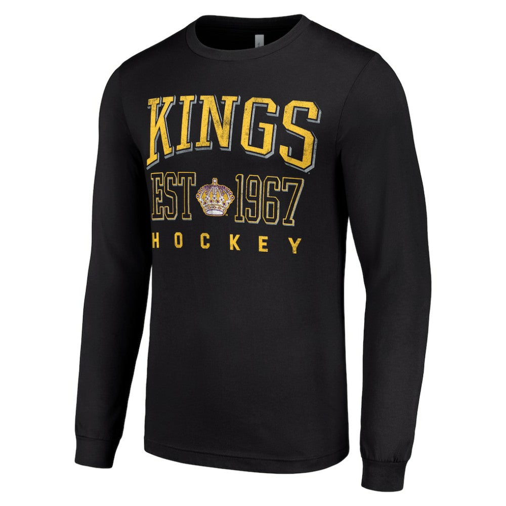 NHL Black Los Angeles Kings Starter Retro Graphic Long Sleeve Crew T-Shirt