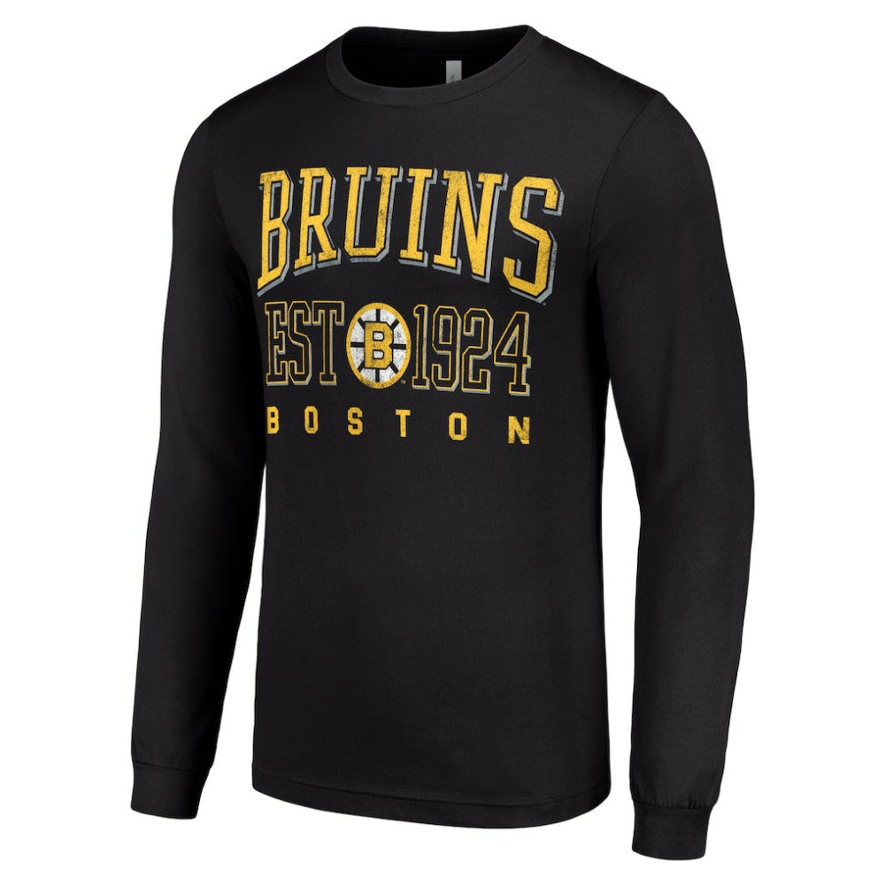 NHL Black Boston Bruins Starter Retro Graphic Long Sleeve Crew T-Shirt