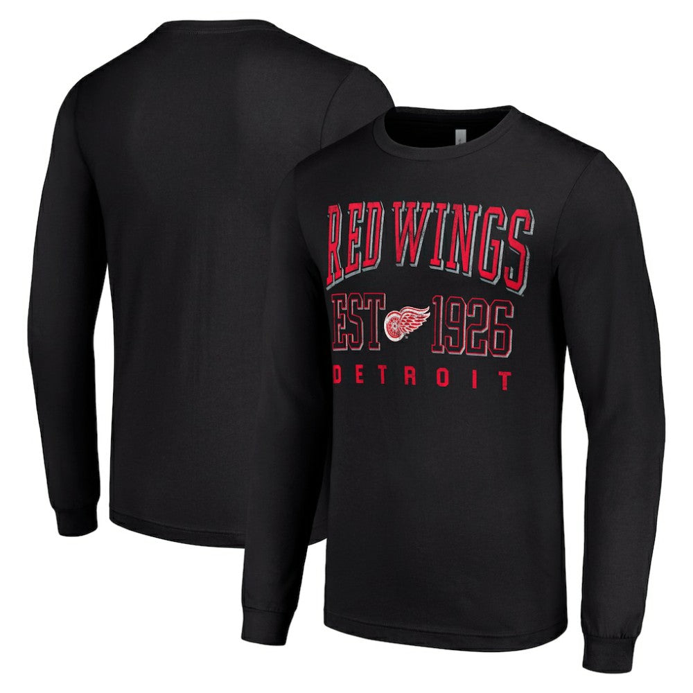 NHL Black Detroit Red Wings Starter Retro Graphic Long Sleeve Crew T-Shirt