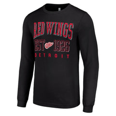 NHL Black Detroit Red Wings Starter Retro Graphic Long Sleeve Crew T-Shirt