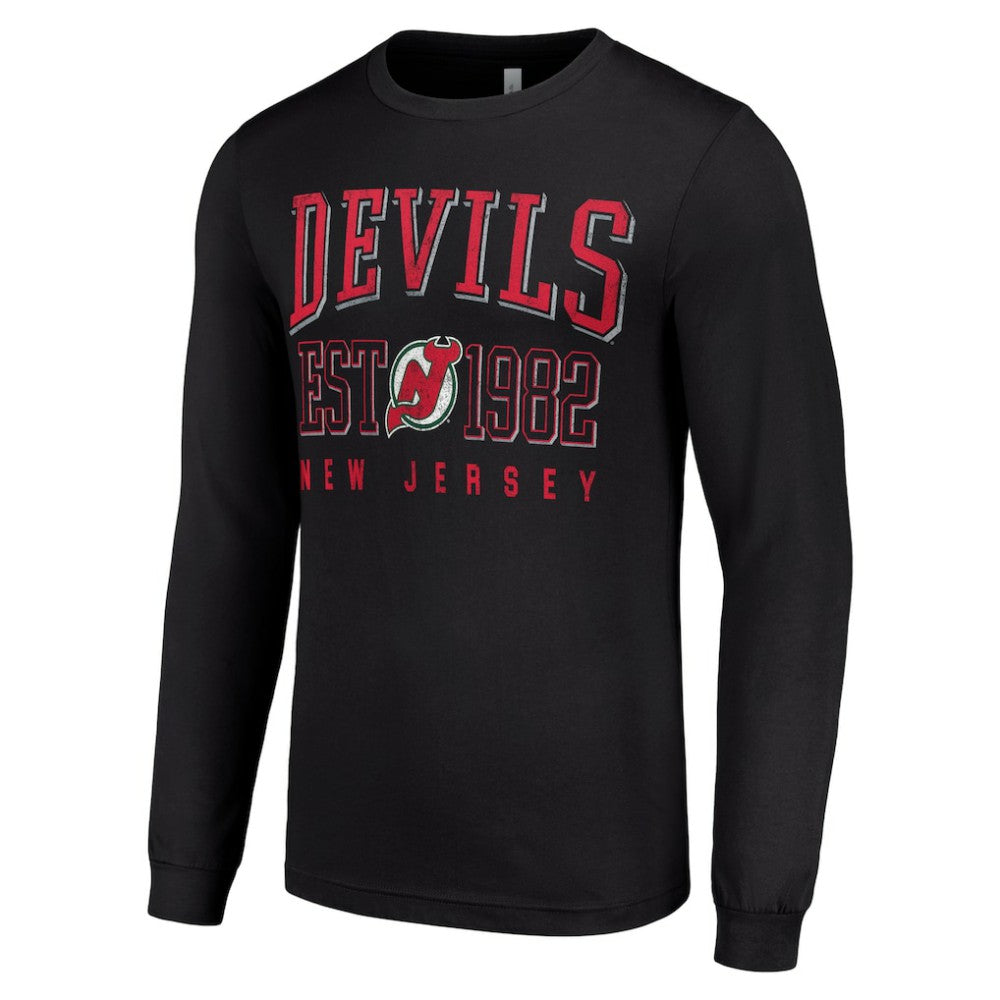 NHL Black New Jersey Devils Starter Retro Graphic Long Sleeve Crew T-Shirt