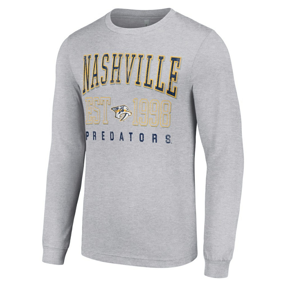 NHL Heather Gray Nashville Predators Starter Logo Graphic Long Sleeve T-Shirt