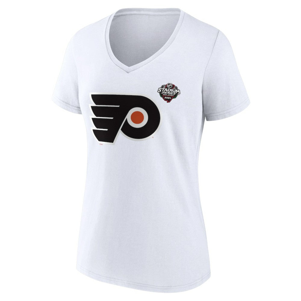 NHL White Philadelphia Flyers Fanatics Women's 2024 NHL Stadium Series Logo V-Neck T-shirt