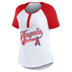 MLB Los Angeles Angels WEAR by Erin Andrews Women's Fitted Henley Raglan T-Shirt