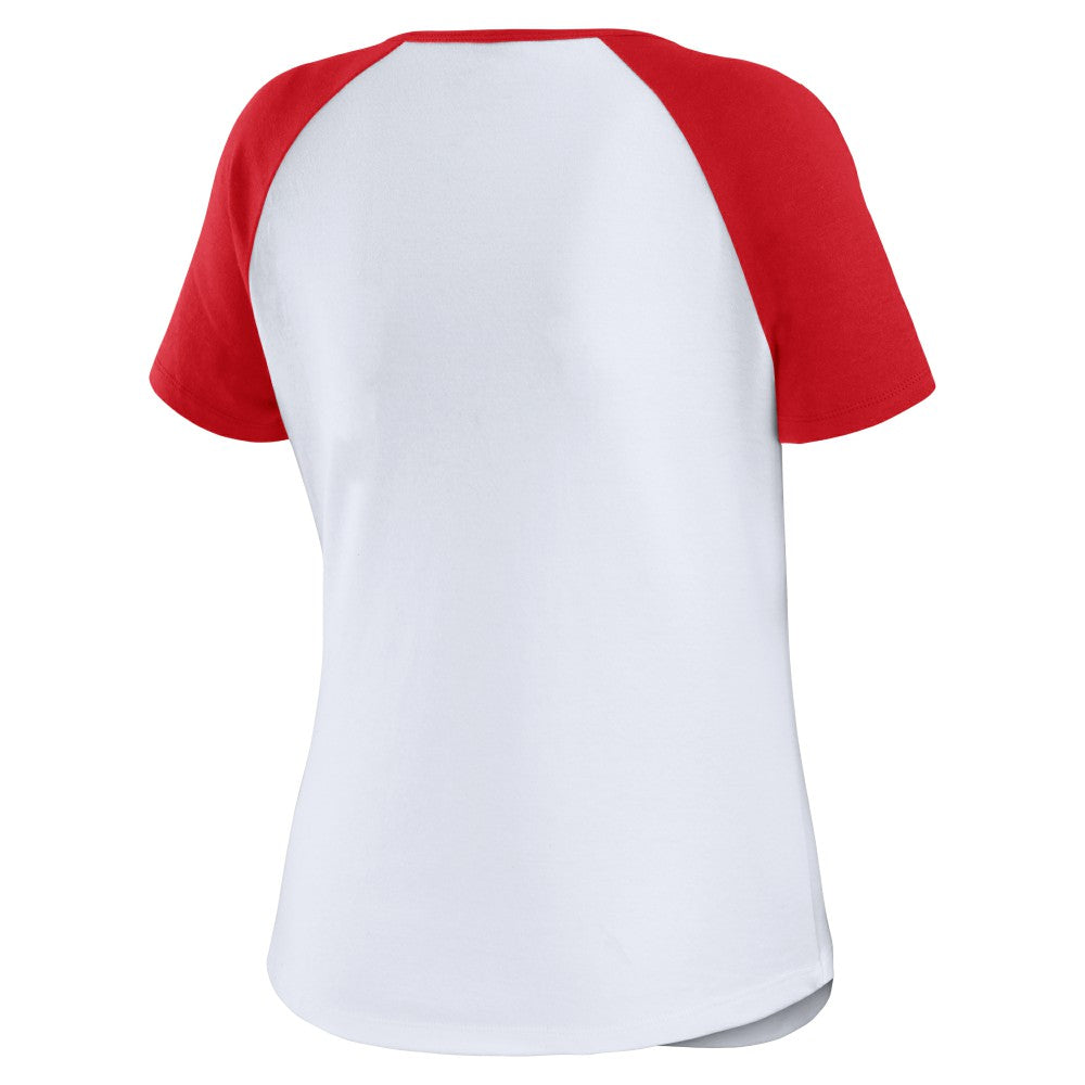 MLB Los Angeles Angels WEAR by Erin Andrews Women's Fitted Henley Raglan T-Shirt