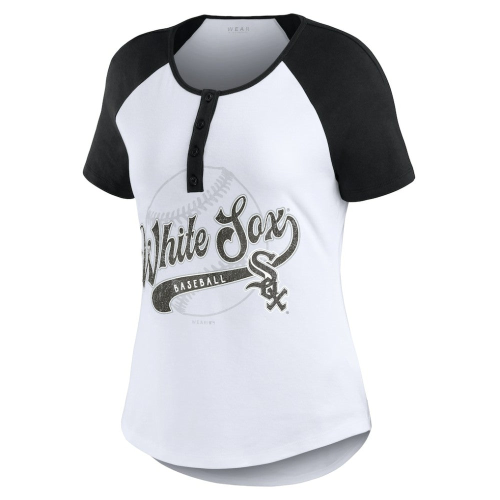 MLB Chicago White Sox WEAR by Erin Andrews Women's Fitted Henley Raglan T-Shirt