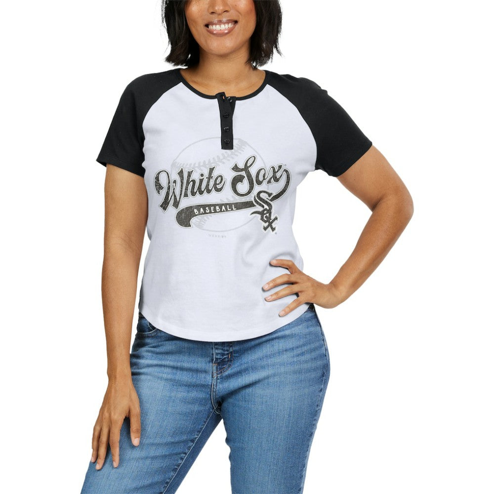 MLB Chicago White Sox WEAR by Erin Andrews Women's Fitted Henley Raglan T-Shirt