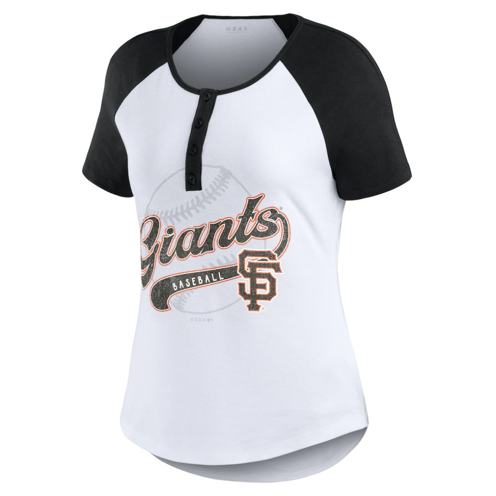 MLB San Francisco Giants WEAR by Erin Andrews Women's Fitted Henley Raglan T-Shirt