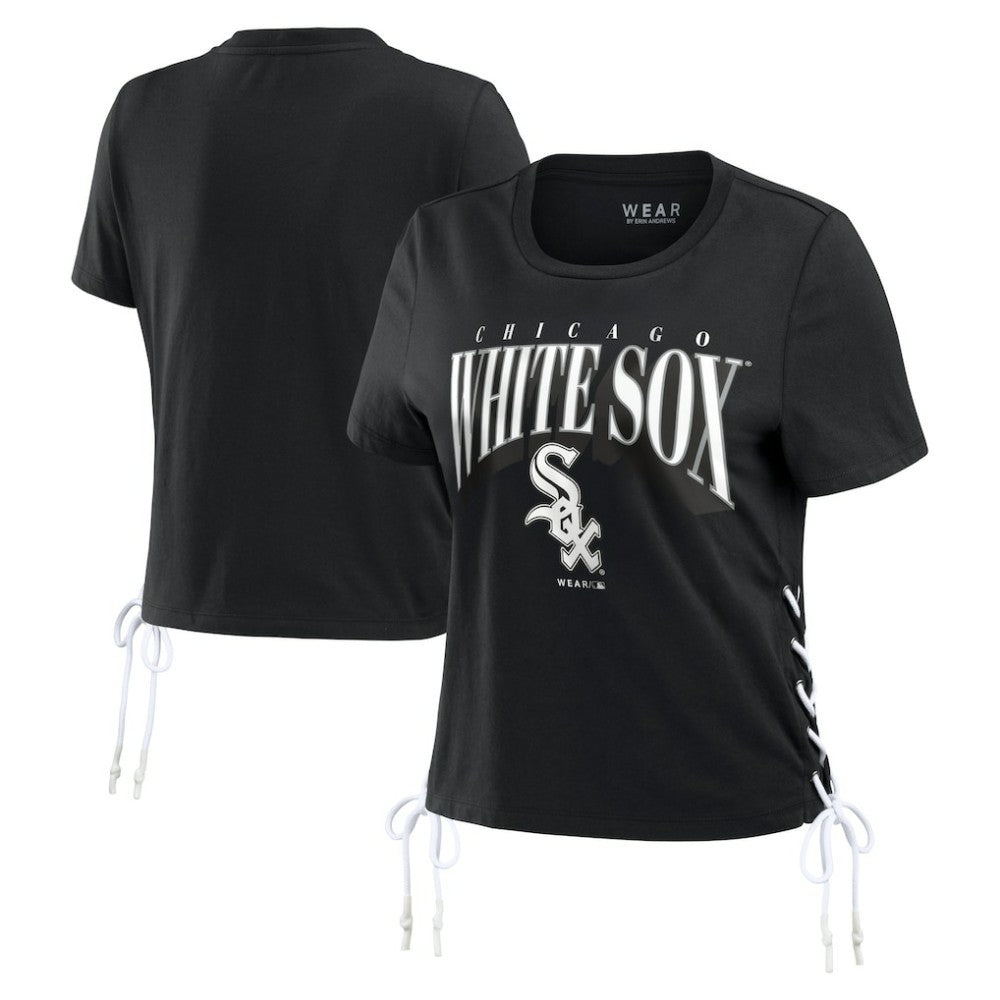 MLB Chicago White Sox WEAR by Erin Andrews Women's Side Lace-Up Cropped T-Shirt