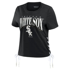 MLB Chicago White Sox WEAR by Erin Andrews Women's Side Lace-Up Cropped T-Shirt