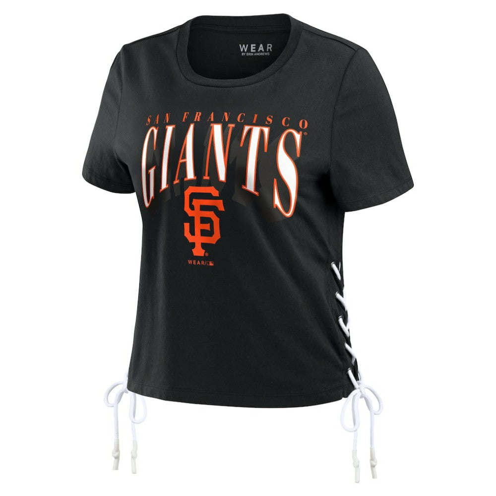 MLB San Francisco Giants WEAR by Erin Andrews Women's Side Lace-Up Cropped T-Shirt