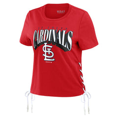 MLB St. Louis Cardinals WEAR by Erin Andrews Women's Side Lace-Up Cropped T-Shirt