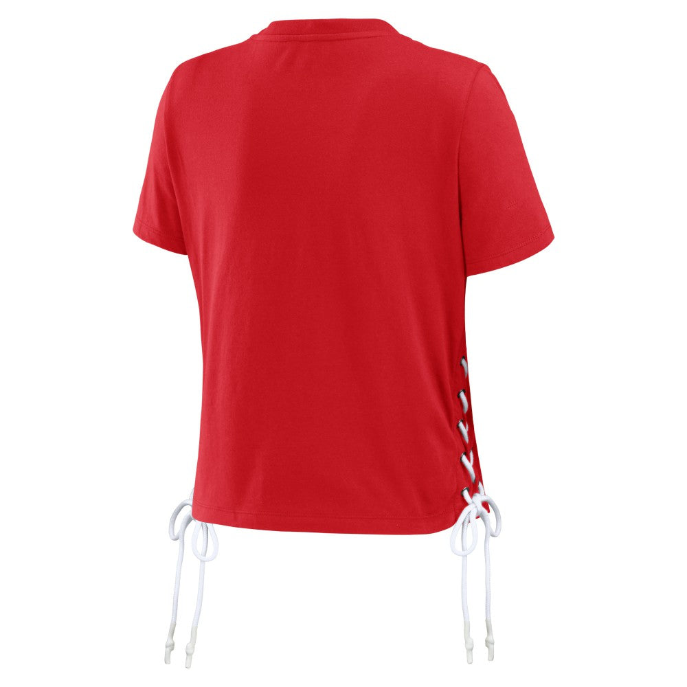 MLB St. Louis Cardinals WEAR by Erin Andrews Women's Side Lace-Up Cropped T-Shirt