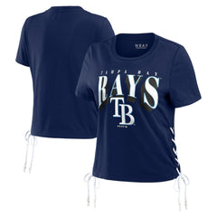 MLB Tampa Bay Rays WEAR by Erin Andrews Women's Side Lace-Up Cropped T-Shirt