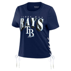 MLB Tampa Bay Rays WEAR by Erin Andrews Women's Side Lace-Up Cropped T-Shirt