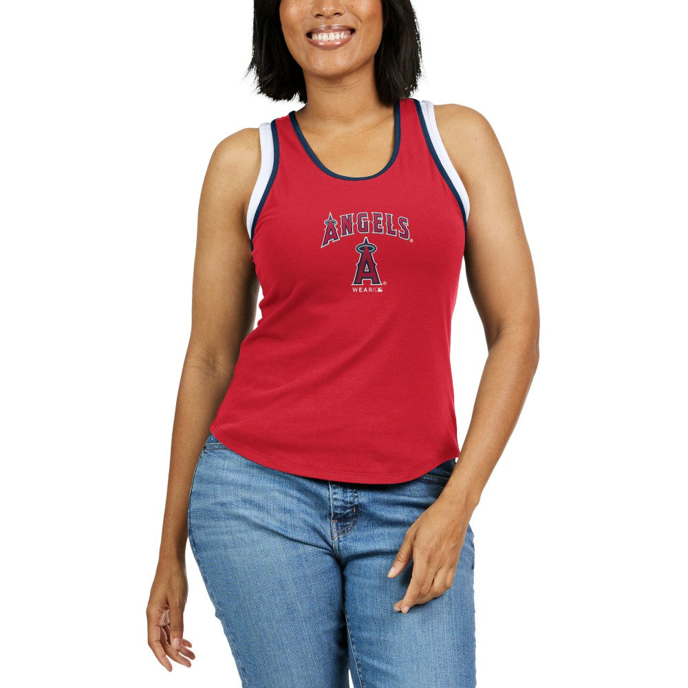 MLB Los Angeles Angels WEAR by Erin Andrews Women's Colorblock Racerback Tank Top