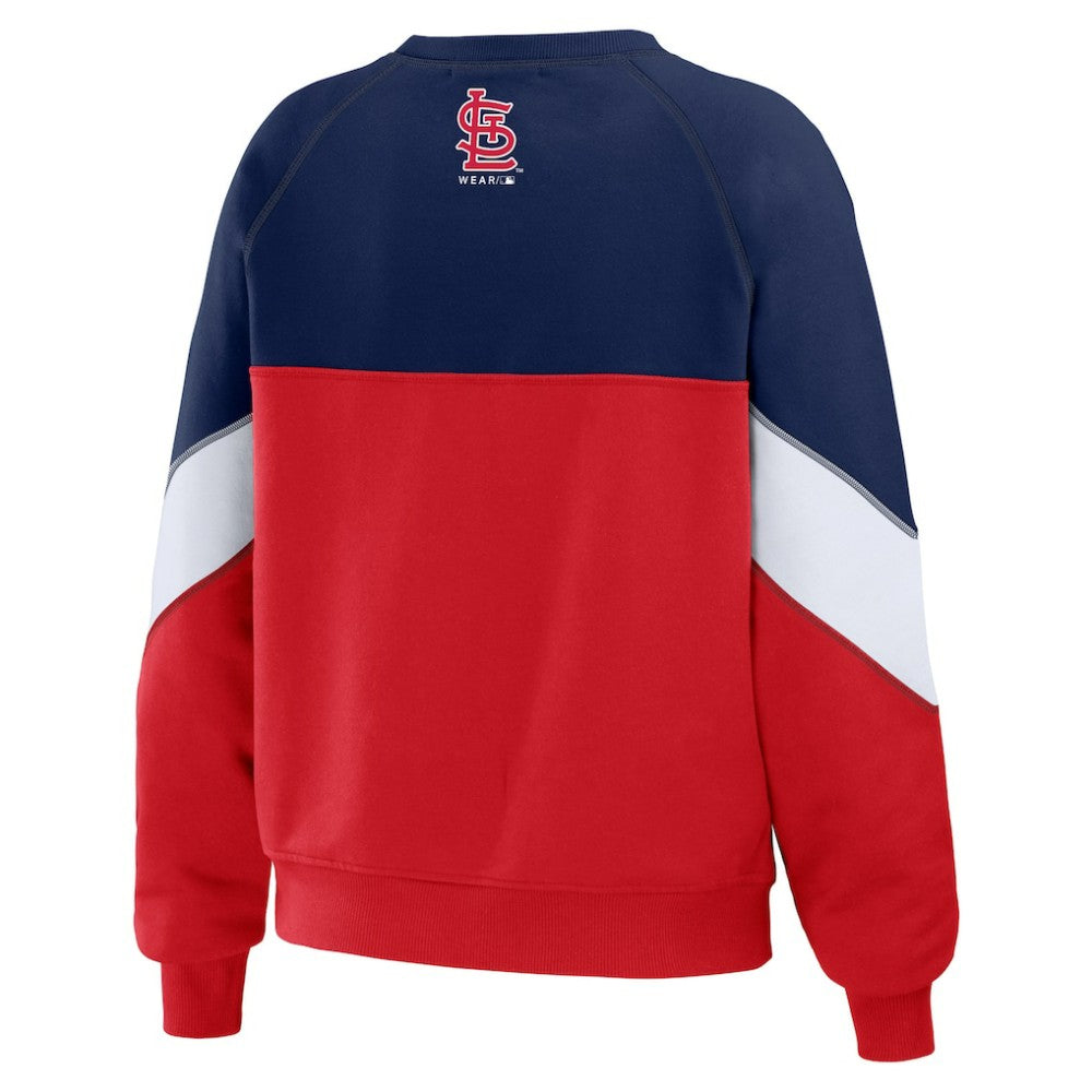 MLB St. Louis Cardinals WEAR by Erin Andrews Women's Color Block Crew Neck Pullover Sweatshirt