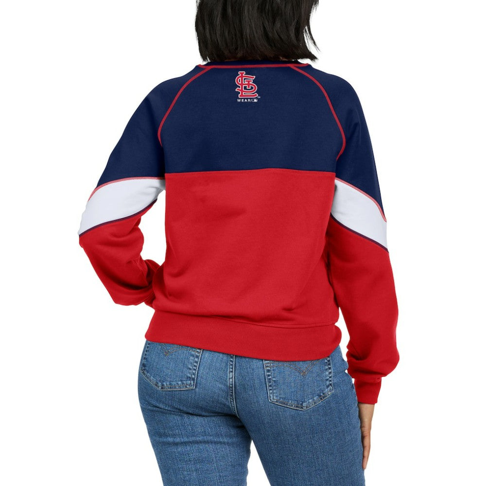 MLB St. Louis Cardinals WEAR by Erin Andrews Women's Color Block Crew Neck Pullover Sweatshirt
