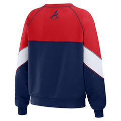 MLB Atlanta Braves WEAR by Erin Andrews Women's Color Block Crew Neck Pullover Sweatshirt