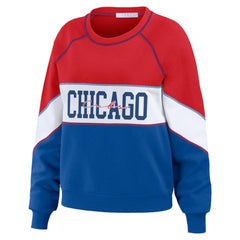 MLB Chicago Cubs WEAR by Erin Andrews Women's Color Block Crew Neck Pullover Sweatshirt