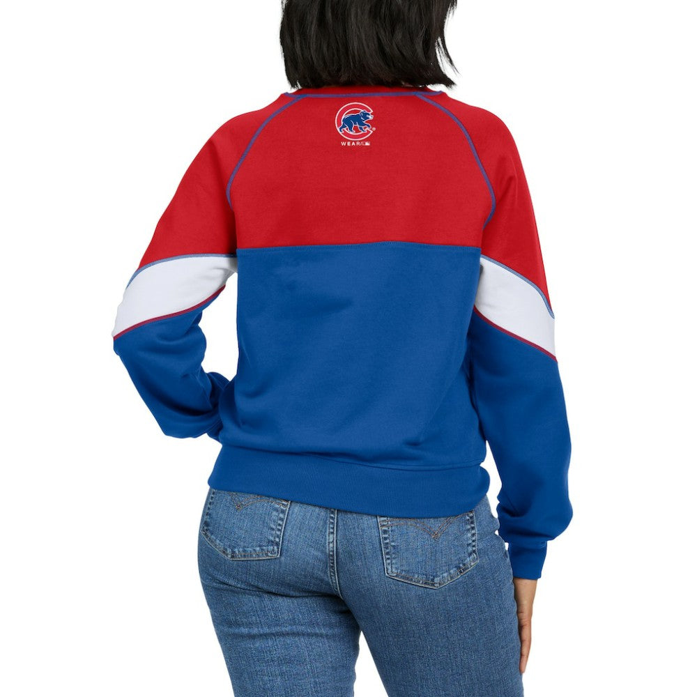 MLB Chicago Cubs WEAR by Erin Andrews Women's Color Block Crew Neck Pullover Sweatshirt