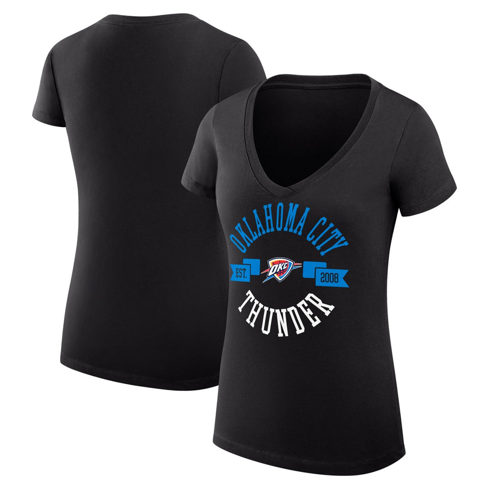 NBA Oklahoma City Thunder G-III 4Her by Carl Banks Women's Super-Slim Fit Lightweight Large City Logo V-Neck T-Shirt
