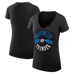NBA Oklahoma City Thunder G-III 4Her by Carl Banks Women's Super-Slim Fit Lightweight Large City Logo V-Neck T-Shirt