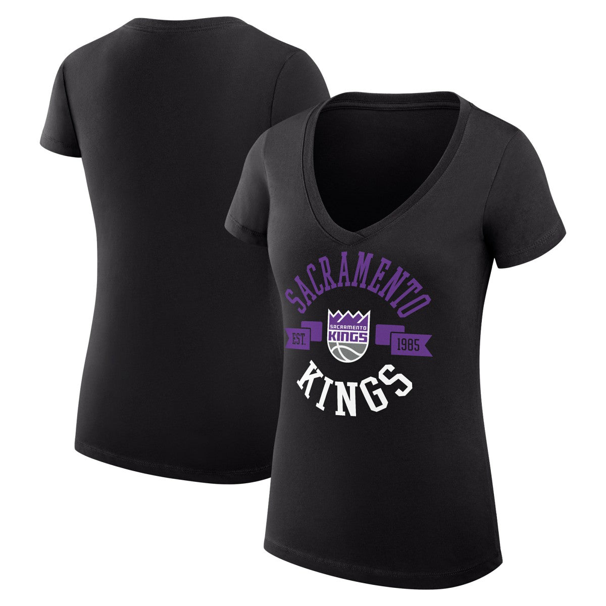 NBA Sacramento Kings G-III 4Her by Carl Banks Women's Super-Slim Fit Lightweight Large City Logo V-Neck T-Shirt